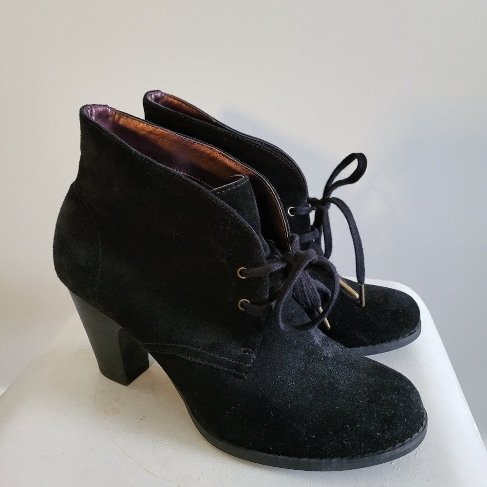 Black Suede lace-up Booties